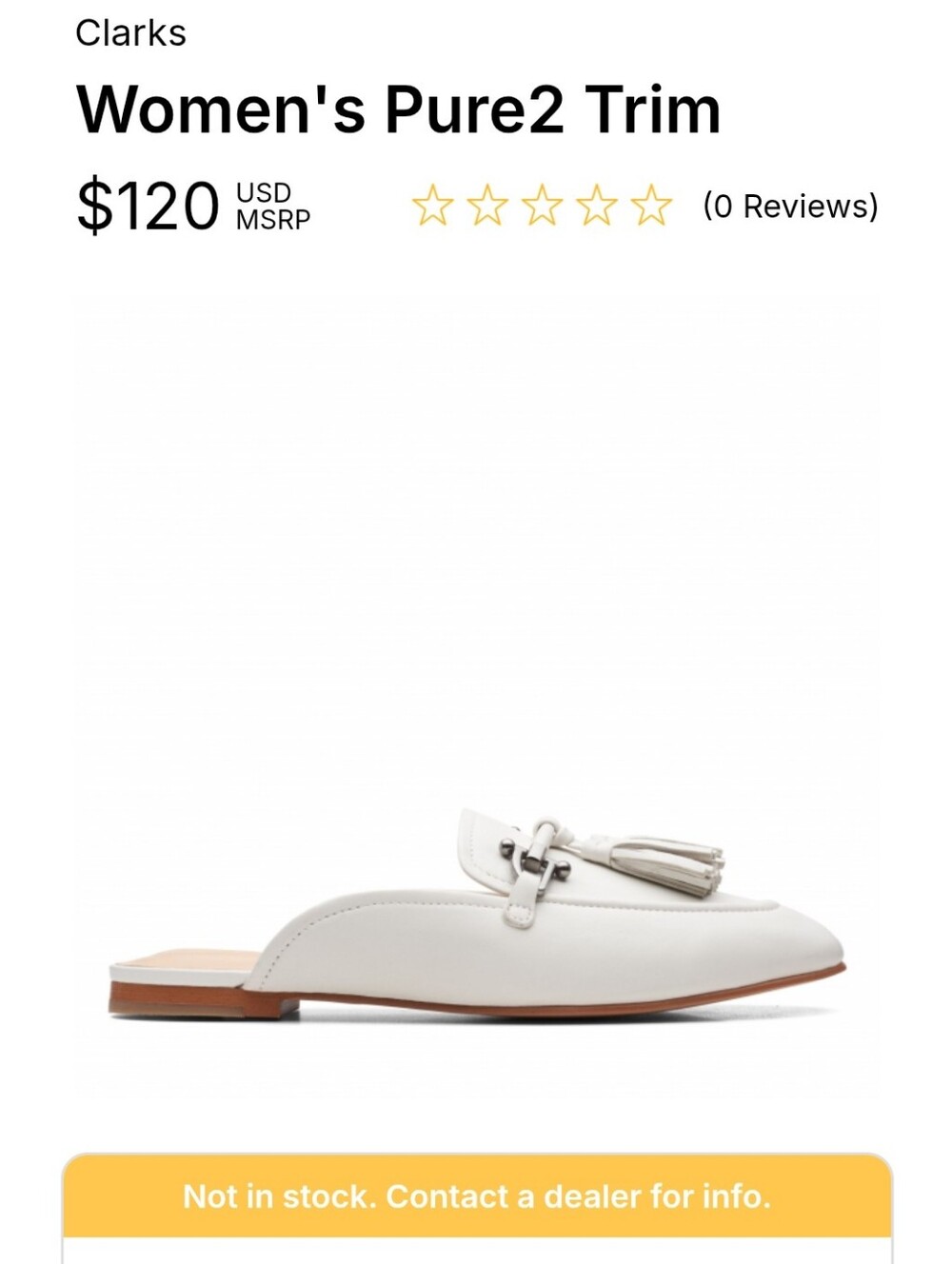 Clarks White Leather Tassel Mule Loafers